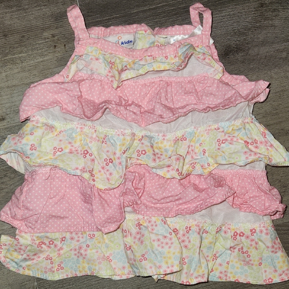 Pink and Cream Ruffled Kids Shirt